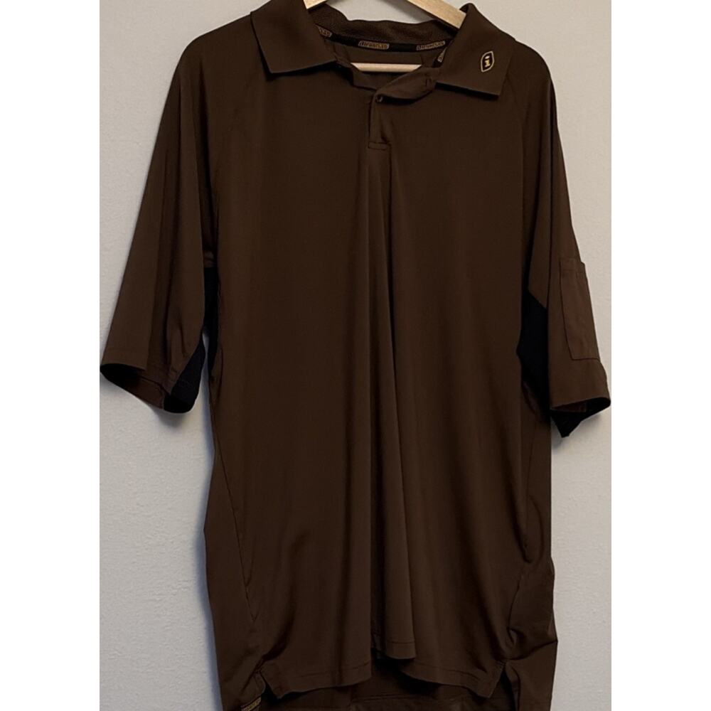 Men 2XL Brown Black Mesh Polyester Button-Up Short Sleeve Work Shirt